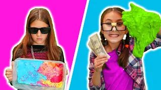 ¡La pobre Eva y la rica Violetta hacer Slime y luego venden en la feria! ¿Quién venderá más?