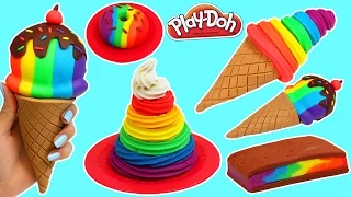 Play Doh Rainbow Swirl, Ice Cream Sandwich, Donut & More Desserts!