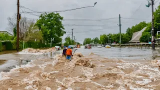 Flash Flood Street Drain Unclogging Watch the Water Flow Again!