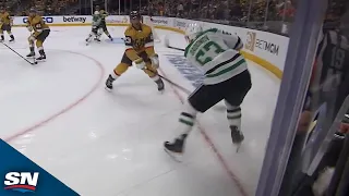 Stars' Evgenii Dadonov Banks One Off Logan Thompson's Mask From Sharp Angle