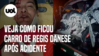 Régis Danese: Carro de cantor fica destruído após acidente; veja vídeo