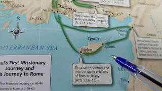 Paul and Barnabas First Missionary Journey Map (Acts 13 - 14)