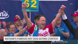 Joey Chestnut downs 62 hot dogs to win 16th Nathan's Hot Dog Eating Contest