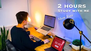 2-hour Study with me | Slow Jazz | Pomodoro (50/10)