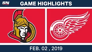 NHL Highlights | Red Wings vs. Senators - Feb. 2, 2019