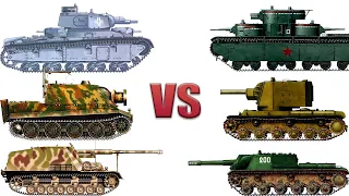 Танки и САУ СССР против танков Германии / Russian tanks vs german tanks