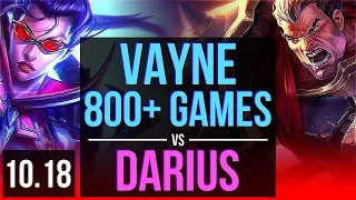 VAYNE vs DARIUS (TOP) | 4 early solo kills, 800+ games, 8 solo kills | TR Diamond | v10.18