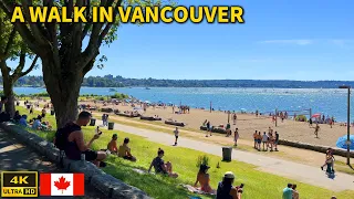 🇨🇦Vancouver Summer Beach - English bay beach, Sunset Beach | Walk in Vancouver | Canada 4K