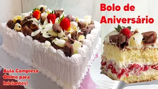 Como fazer um delicioso BOLO DE ANIVERSÁRIO! Aulão ótimo para iniciantes! Da massa à decoração!!!