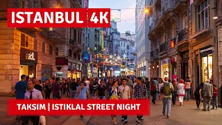 Istanbul City Night Walking Tour| Night Life Taksim,Istiklal Street |6 March 2021 |4k UHD 60fps