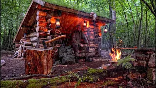 Solo Camping in a Thunderstorm - Woodland Shelter