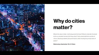 The Case for Cities Session 1: Why do cities matter?