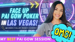 STRAIGHT FLUSH! OMG! 💛 MY *BEST* PAI GOW SESSION! GREEN VALLEY RANCH CASINO! LAS VEGAS! BIG WIN!