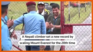 Nepali man breaks record with 28 Everest climbs