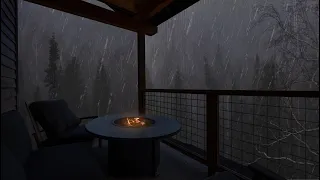 Rainstorm on the balcony - Witnessing a Big Stormy in the Forest Makes it Easy to Fall Asleep