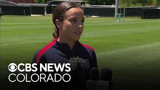 Mallory Swanson speaks to reporters after USWNT practice, hopes to inspire Colorado girls