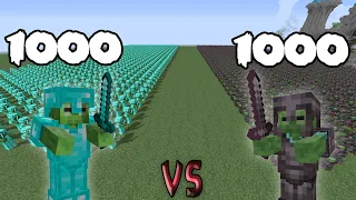 1000 Diamond Zombies Vs 1000 Netherite Zombies | Minecraft |