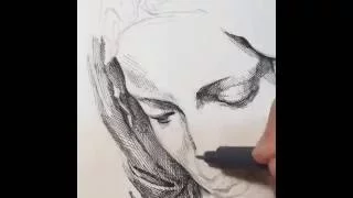 pen drawing crosshatching | Pieta(Maria)