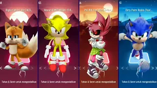 Tails vs Super Sonic vs Amy Rose exe vs Sonic Music Games | Fall In Love | Tiles Hop Edm rush