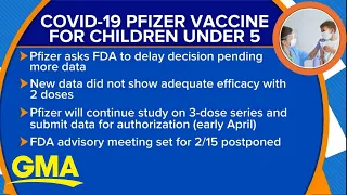 Review of COVID-19 Pfizer vaccine for children under 5 delayed