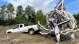 Giant Mech Muddy Field Testing - Fun With A Scrap 4x4 Truck - Presented by Solidworks