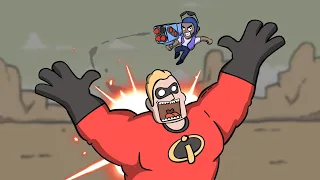 Mr Incredible vs 8 Brawl Stars characters | Animation