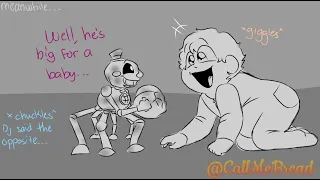 Baby Gregory meets DJ music man Fnaf Sl comic by callmebreadthetoast