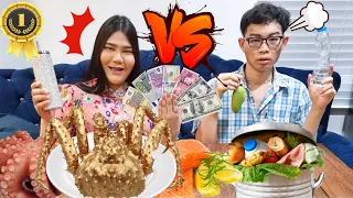 ชาเลนจ์รวย VS จน อาหารถูก แพง ปูอลาสก้าทองคำ #Mukbang​ RICH vs POOR FOOD CHALLENGE:ขันติ Ft.ไอซ์ซี่