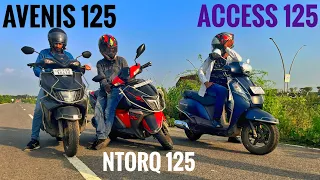 Tvs N-torq vs Suzuki Avenis 125 vs Suzuki Access 125 || trio battle