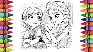 How to draw Elsa and Anna from Frozen 2, Disney princess drawing,super easy drawing of Elsa and Anna