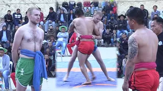 Foreigner Daniel Sweeney from United Kingdom taking part in Naga wrestling at Hornbill festival 2022