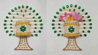 Easy Tree Flower Vase From Ice Cream Stick | Best Ice Cream Stick Craft | Room Decor Idea