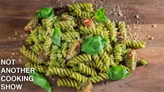 how to make EASY BASIL PESTO pasta