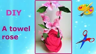 Роза из полотенца своими руками на 8 марта. A towel rose.