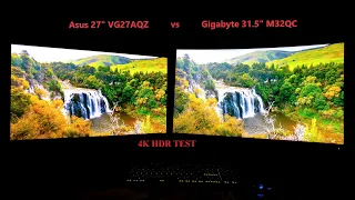 Gigabyte M32QC vs Asus VG27AQZ 4K HDR Testi