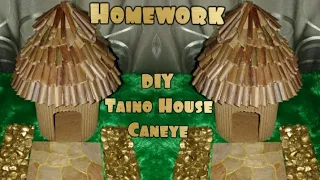 How To Make A Taino House (Caneye/Bohio) From Cardboard Box... School Project/Homework #3rd Grade