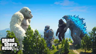 Godzilla, Kong, Mecha Kong Vs Giant George - Rampage ( GTA V Mods )