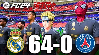 FIFA 24 - RONALDO, MESSI, SPIDER MAN ALL STARS PLAYS TOGETHER | PSG 64-0 Real Madrid