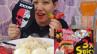 Eating challenge world's hottest JOLOCHIP with 3x Spicy Noodles + Naga king chilli extra spicy 🔥🔥🥵🥵