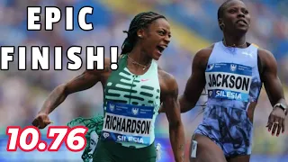 SHA’CARRI RICHARDSON 10.76 UPSET AND DEFEATED SHERICKA JACKSON OVER EPIC WOMEN’S 100M - SILESIA 2023