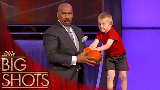 Titus Surprises Steve Harvey With Incredible Trick Shots | Little Big Shots