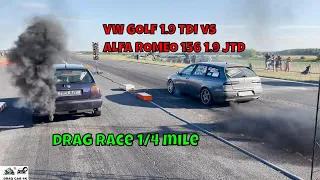 VW GOLF 1.9 TDI vs ALFA ROMEO156 1.9 JTD 192A5000 drag race 1/4 mile 🚦🚗 - 4K UHD