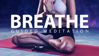 Guided Breathing Meditation | 10 Minute Heavy Rain & Mindful Breathing Relaxation Meditation