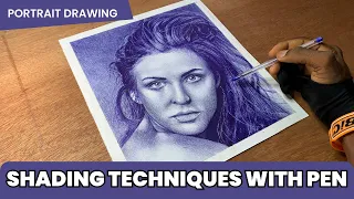 Realistic Portrait Drawing Using Ballpoint Pen Shading Tips