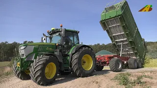 Maishäckseln 2022 Maisernte Futter für die Milchkühe Lebensmittel vom Bauernhof Traktor John  Deere