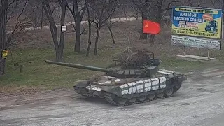 Russian T-72B3 with a USSR flag spotted in Ukraine