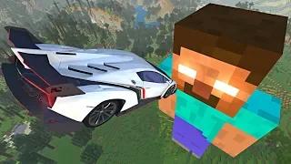 BeamNG.drive - Cars Jumping Over Giant Herobrine in Minecraft (Beamng Minecraft Mod)