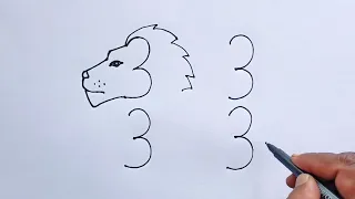 Lion Drawing With 3333 Number | Lion Drawing Art | Lion Drawing Tutorial | Lion Easy Drawing