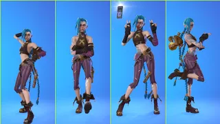 fortnite Arcane Jinx Skin Showcase With Icon Series Dances & emotes| fortnite X League of Legends