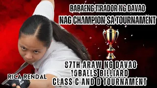 Babaeng Tirador Ng Davao Nag Champion sa 87th ARAW NG DAVAO 10BALLS BILLIARD CLASS C & D TOURNAMENT